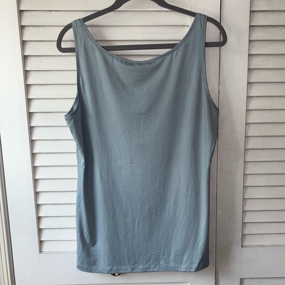 NWT Eileen Fisher Fine Tencel Jersey Scoop Neck Slim Shell  Large Dawn Blue - Picture 4 of 7